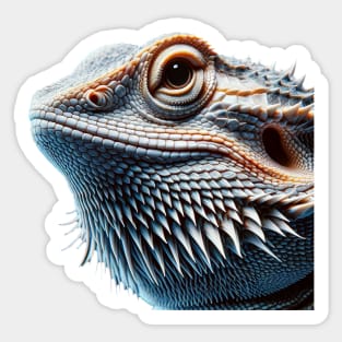 Bearded Dragon Headshot - Blueish White Sticker